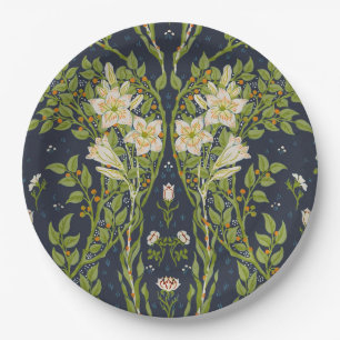 Walter Crane Vintage Navy Wit Lily Patroon Papieren Bordje