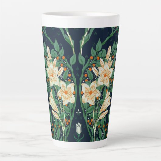 Walter Crane White Lily-Blue Back Latte Mok (Voorkant)
