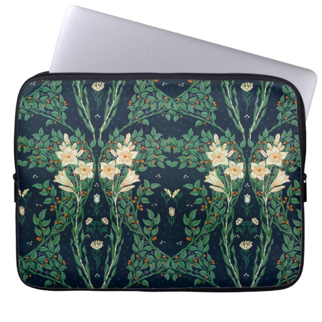 Walter Crane White Lily-Blue Back Shower Curtain Laptop Sleeve (Voorkant)