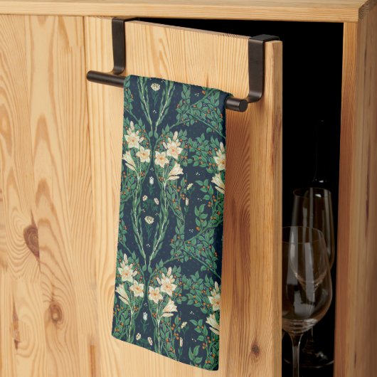 Walter Crane White Lily-Blue Back Theedoek (Derde Gevouwen)