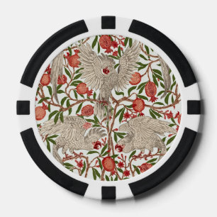 Walter Crane Witte Kaketoe Rode Granaatappel Kunst Poker Chips