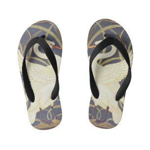 Walter Crane Zwaan, Riet En Iris Art Nouveau Kinder Teenslippers
