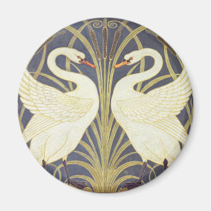 Walter Crane Zwaan, Riet en Iris Art Nouveau Magneet