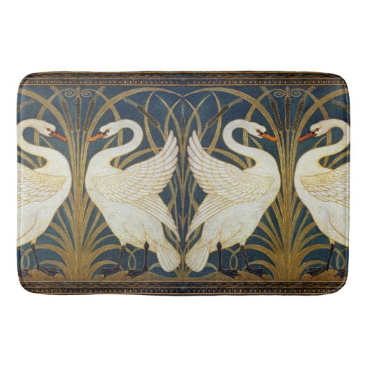 Walter Crane - Zwaan, Rush en Iris Art Nouveau Badmat (Voorkant)