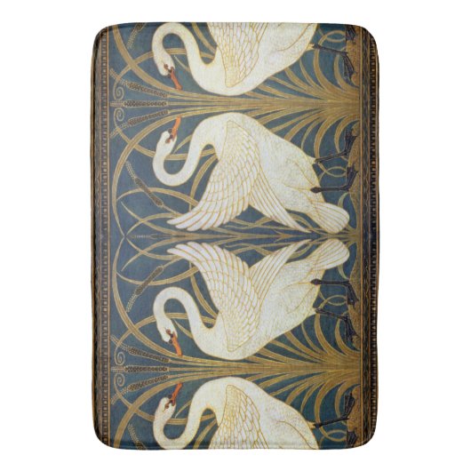 Walter Crane - Zwaan, Rush en Iris Art Nouveau Badmat (Voorkant Verticaal)
