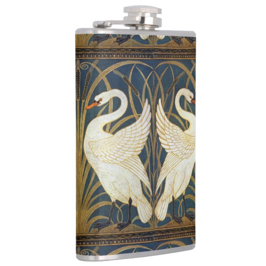 Walter Crane - Zwaan, Rush en Iris Art Nouveau Heupfles (Rechts)