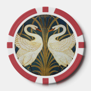 Walter Crane - Zwaan, Rush en Iris Art Nouveau Poker Chips