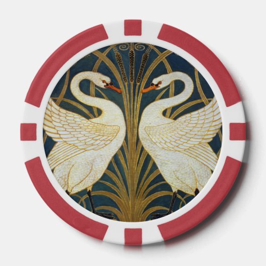 Walter Crane - Zwaan, Rush en Iris Art Nouveau Poker Chips (Voorkant)