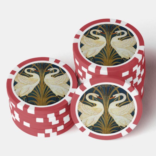 Walter Crane - Zwaan, Rush en Iris Art Nouveau Poker Chips (Opstapeling)