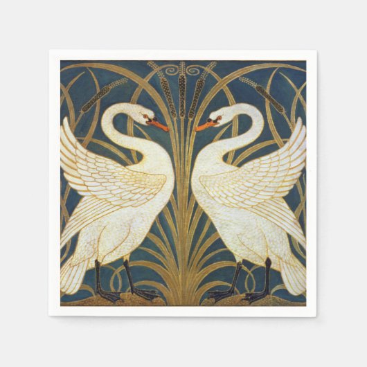 Walter Crane - Zwaan, Rush en Iris Art Nouveau Servet (Voorkant)