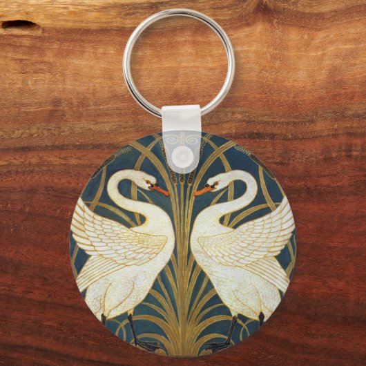 Walter Crane - Zwaan, Rush en Iris Art Nouveau Sleutelhanger (Achterkant)