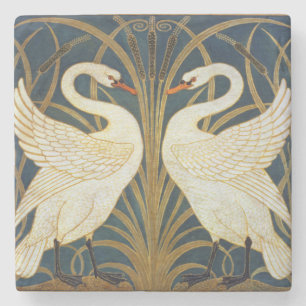 Walter Crane - Zwaan, Rush en Iris Art Nouveau Stenen Onderzetter