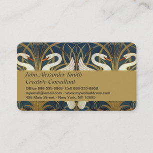 Walter Crane - Zwaan, Rush en Iris Art Nouveau Visitekaartje