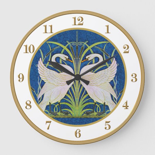 Walter Crane's Art Nouveau Twin Swans Clock Grote Klok (Voorkant)