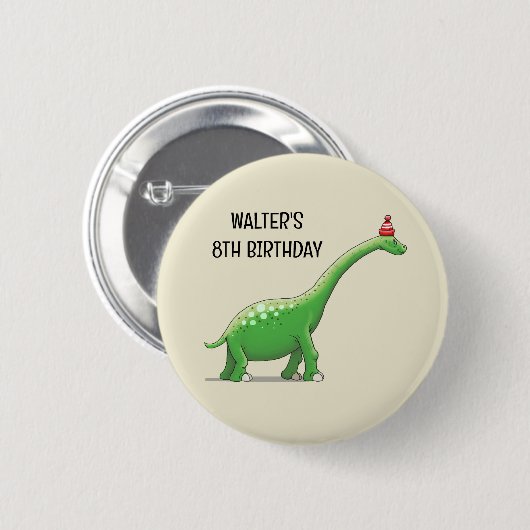 Walter de Dinosaurus Ronde Button 5,7 Cm (Voorkant /achterkant)