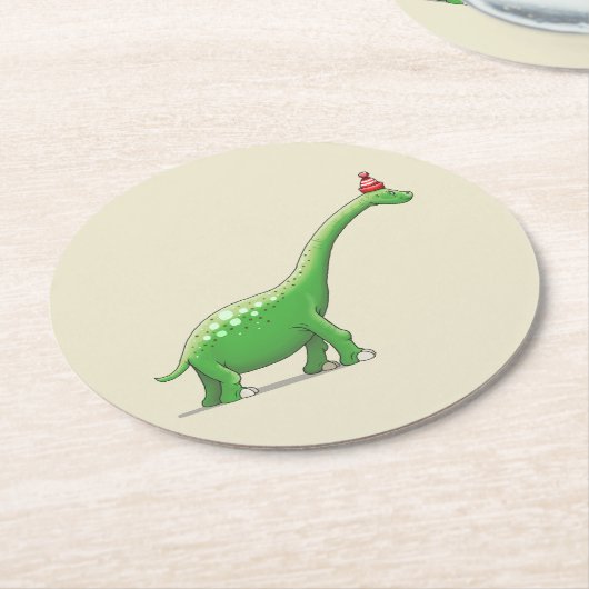 Walter de Dinosaurus Ronde Kartonnen Onderzetter (Gebogen)