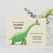 Walter de Dinosaurus Verjaardag Uitnodiging (Staand voorkant)