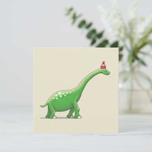 Walter de dinosaurus verjaardagskaart kaart (Staand voorkant)