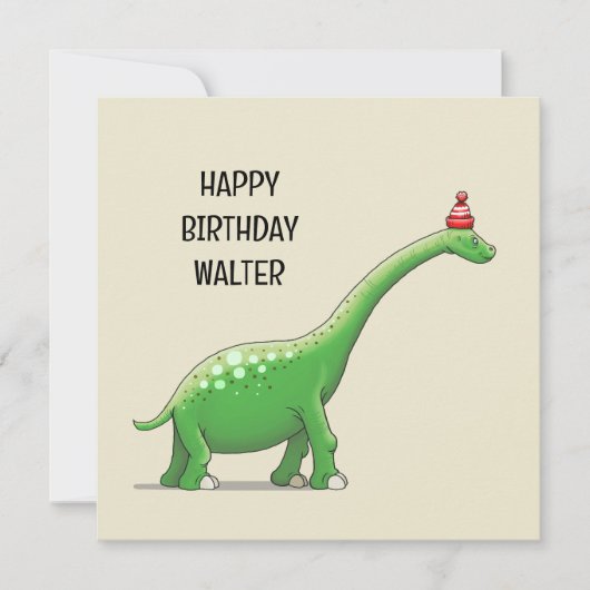 Walter de Dinosaurus Verjaardagskaart Kaart (Voorkant)