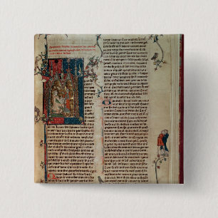 Walter Map neemt een verhaal over de avonturen. Vierkante Button 5,1 Cm