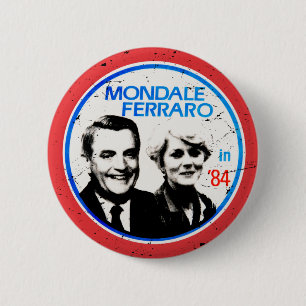 Walter Mondale Geraldine Ferrero  verkiezingen Ronde Button 5,7 Cm