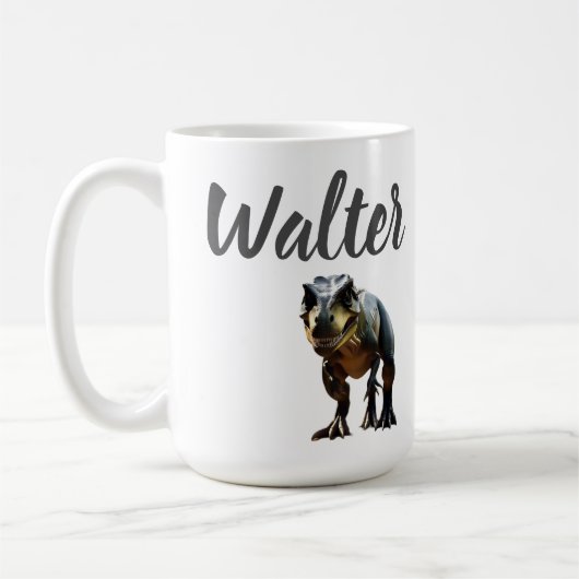 Walter naam met T rex dinosaurus, Koffiemok (Links)
