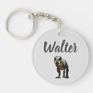 Walter naam met T rex dinosaurus, Sleutelhanger