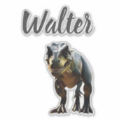 Walter naam met T rex dinosaurus, Sticker (Voorkant)