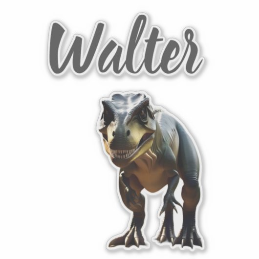 Walter naam met T rex dinosaurus, Sticker (Voorkant)
