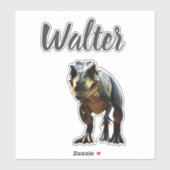 Walter naam met T rex dinosaurus, Sticker (Vel)