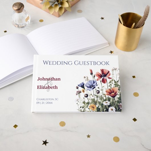 Waltercolor Wildflowers Wedding Gastenboek (Voorkant open)