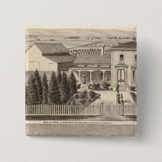 Walters, kroonbewoners, boerderij vierkante button 5,1 cm (Voorkant)