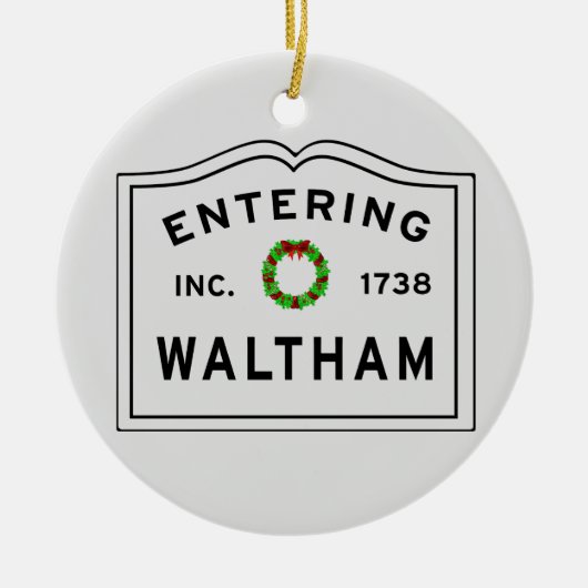 Waltham, MA Holiday Wreath Ceramic Ornament (Voorkant)