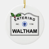 Waltham MA Keramisch Ornament (Voorkant)