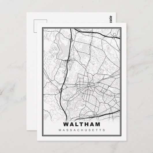 Waltham Map Briefkaart (Voorkant / Achterkant)