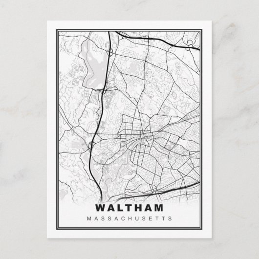 Waltham Map Briefkaart (Voorkant)