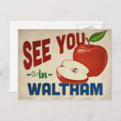 Waltham Massachusetts Apple - Vintage Travel Briefkaart (Voorkant / Achterkant)