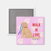 Walthe in Love Golden Retriever Dog Pink Magnet (Voorkant / Achterkant)