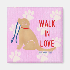 Walthe in Love Golden Retriever Dog Pink Magnet