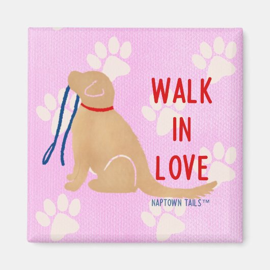 Walthe in Love Golden Retriever Dog Pink Magnet (Voorkant)