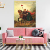 Walther en Hildegund op de vlucht met hun paard Canvas Afdruk (Insitu (Woonkamer))