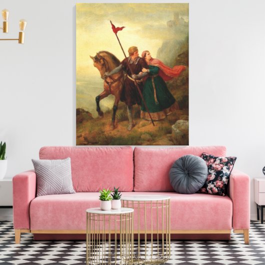 Walther en Hildegund op de vlucht met hun paard Canvas Afdruk (Insitu (Woonkamer))