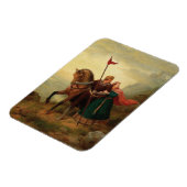 Walther en Hildegund op de vlucht met hun paard Magneet (Linkerzijde)