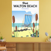 Walton Beach, Essex-reisposter Canvas Afdruk (Insitu (Woonkamer))