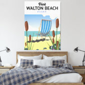 Walton Beach, Essex Seaside reisposter Canvas Afdruk (Insitu (Slaapkamer))