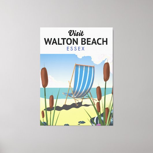 Walton Beach, Essex Seaside reisposter Canvas Afdruk (Voorkant)