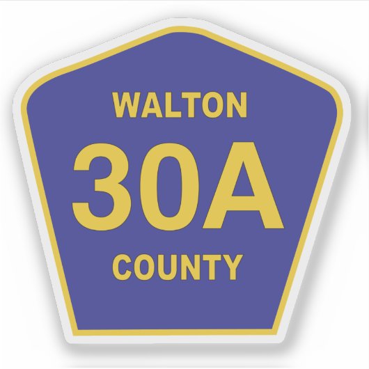 Walton County 30A Highway Sign Verenigde Staten Sticker (Voorkant)