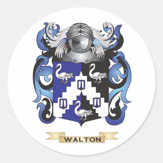 Walton Family Crest (Wapen) Ronde Sticker (Voorkant)