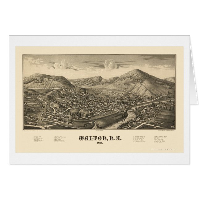 Walton, NY Panoramic Map - 1887 (Voorkant Horizontaal)