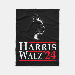 Waltz 2024 Funny Cat Vote voor Kamala Harris Tim W Fleece Deken
